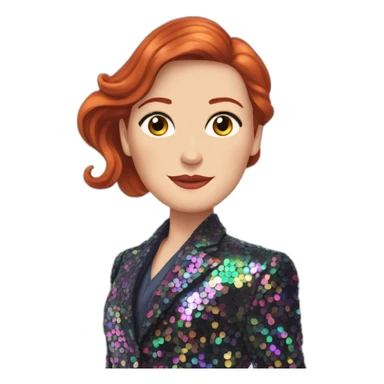 Audrey fleurot smooth long hair with multicolored sequined suit sticker