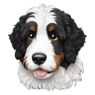 black white bernedoodle sticker