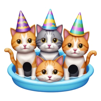 Cat pool party sticker
