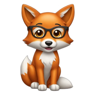 memoji fox on the laptop sticker
