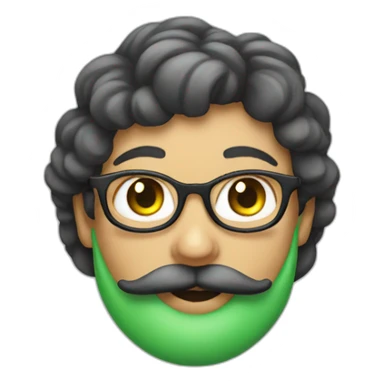 woman with very large green moustache sticker