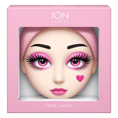 ioni false lashes in a box packaging pink sticker