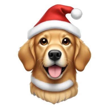 Red golden retriever wearing Santa hat sticker