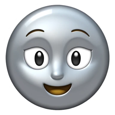 Silver chrome sparkle emoji, iOS emoji style, minimal shape, glossy metallic shine, clean background, smooth lighting sticker