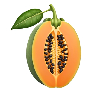 A simple 3D color illustration of a single papaya fruit with realistic shading and texture, on a pure white background.

 sticker