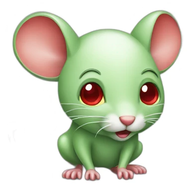 green mouse with red eyes  sticker