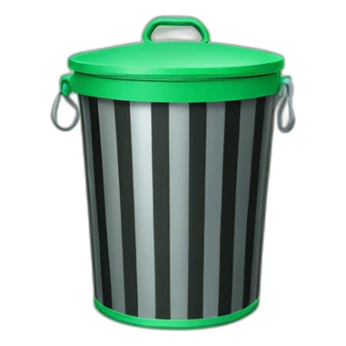 light Green Metal Trash Can With Green LID and Black Stripes sticker
