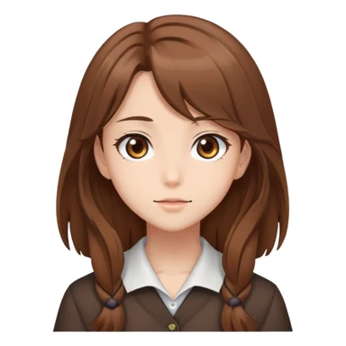 Generate me anime girl with brown tall hair with brown eyes  sticker