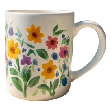 ceramic mug with flowers painted sticker
