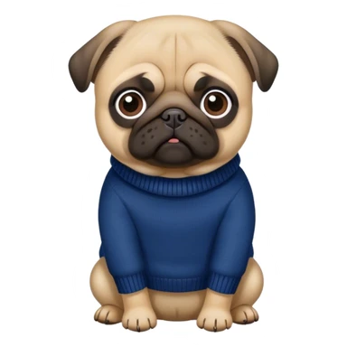 pug in a dark blue sweater sticker