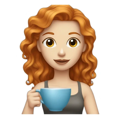 Ginger hair and grey blue eyes woman drinking coffee  sticker