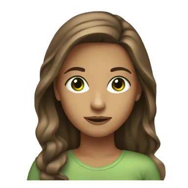 tan young woman green eyes long brown hair sticker