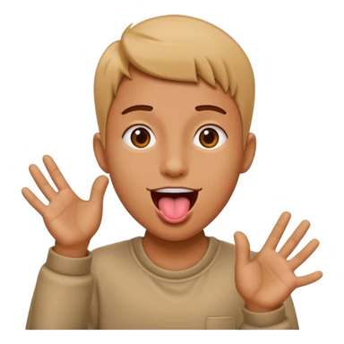 Tounge out with hands moving to the side sticker