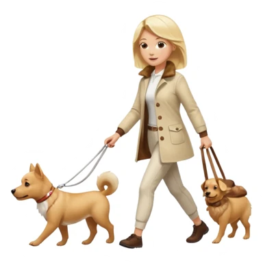 blonde woman wearing white walking only one malese dog sticker