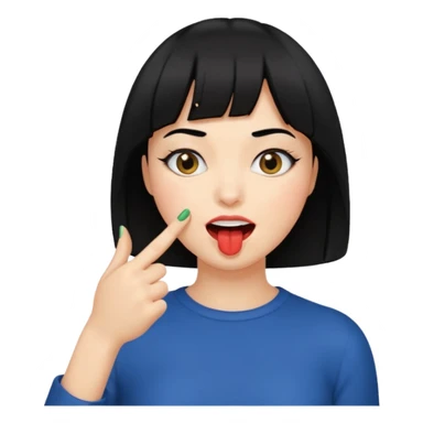 Chicas con pelo negro y corte bob haciendo que se muerde uno de sus dedos de manera picara sticker