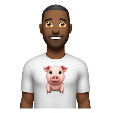 man wearing tshirt holding a pig sticker