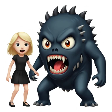 a black monster chasing a white girl sticker