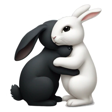 Black rabbit hugging white rabbit  sticker