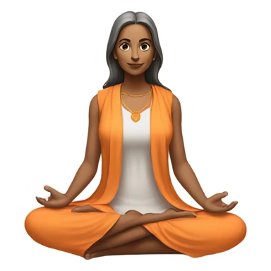an  yogi Indian woman, sleeveless pastel shirt
  The character should be wearing an orange robe, symbolizing traditional yogic attire. The yogi can be sitting in a lotus position sticker