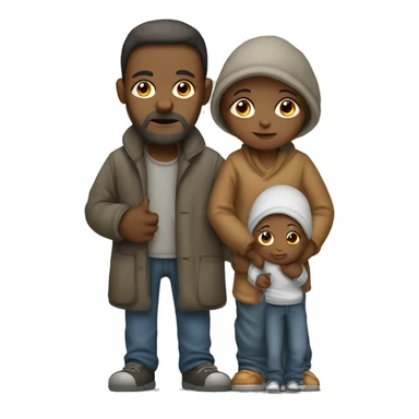 homeless poor family of 3 sticker