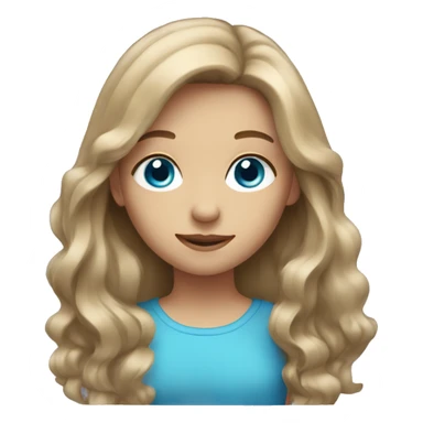 Long haired girl with light brown hair and blue eyes sticker