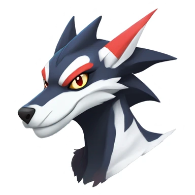 Black Cool Edgy Anthro Noivern-Nargacuga-Silvally-Sergal-Garchomp-Fakémon  with White and Red Edgy markings sticker