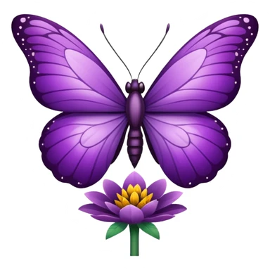 Mariposa color morado en una flor sticker