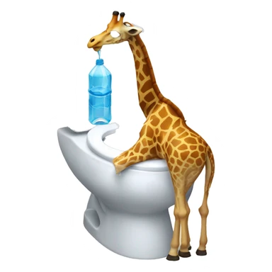 giraffe drinking massive water bottle on the toilet  sticker