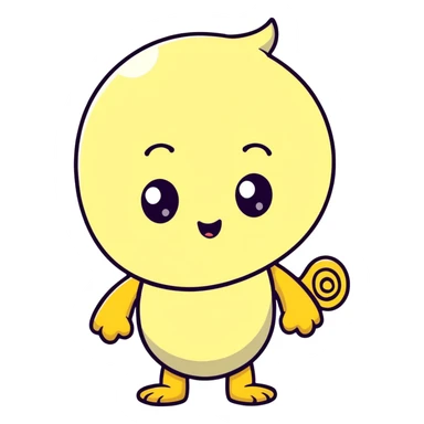A cute character with a puzzled expression and swirly confused eyes sticker