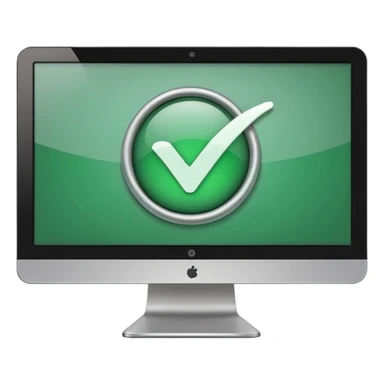 computer monitor showing a test check mark sticker