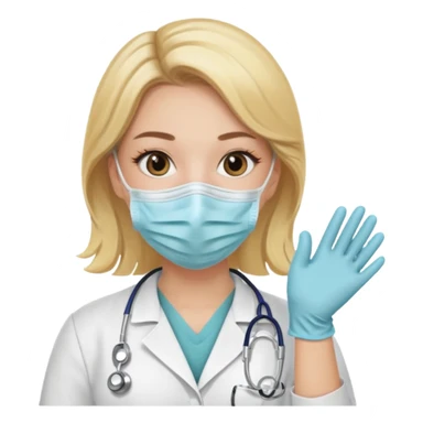 medica rubia con mascarilla y guantes sticker