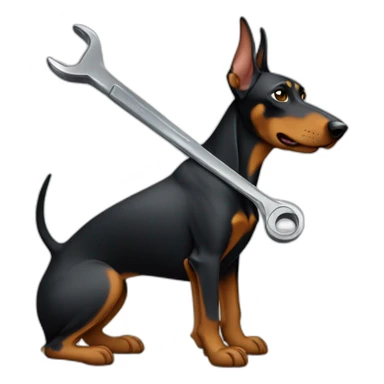 doberman holding wrench sticker