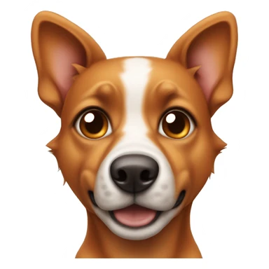Orange brown Street dog with big pointy ears that’s stand up big black eyes and a white nose but only at the front the rest is brown sticker