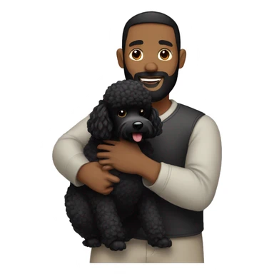 Men with black haired and beard hugs her Black-Poodle-Black-dog sticker
