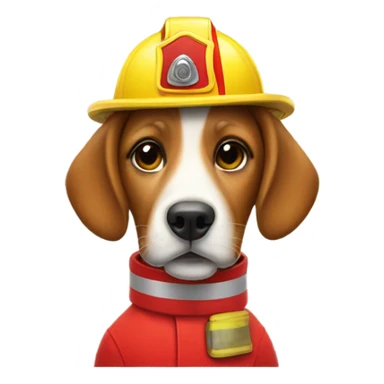 dog wearing a fireman suit sticker