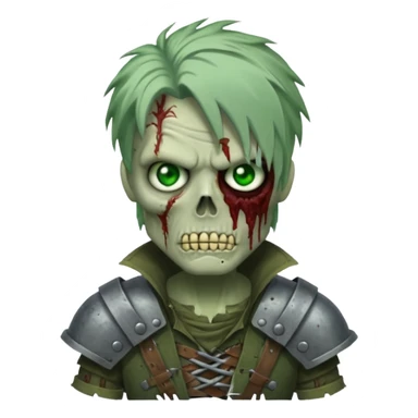 armoured zombie with hair sticker