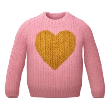 Knit pink sweater with golden heart design sticker