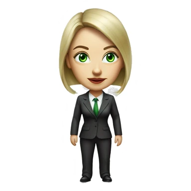 Russian woman with green eyes full length in suit photorealistic serious sticker