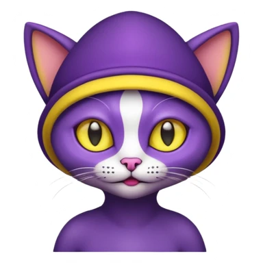 dark purple alien cat with no fur and yellow hat sticker