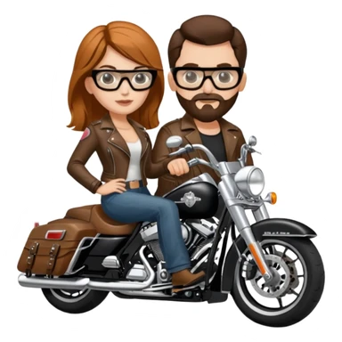 Un couple de biker sur une harley road king noire, l'homme a une paire de lunettes demetz ros21, la fille a des cheveux plus dans les tons chatain sticker