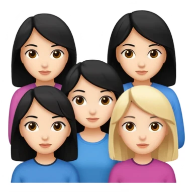 5 group of girls 4 having black hair 1 has blonde. All are brown except for the blonde one sticker