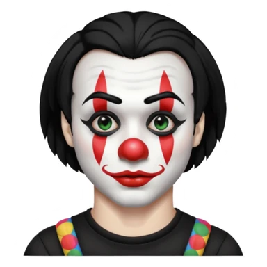 man with black hair only black and white clown makeup black eye makeup black lipstick black t-shirt sticker
