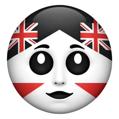 Create this flag , the color are White all around And a face print on the center of the flag is black dont create an emoji face on the center  sticker