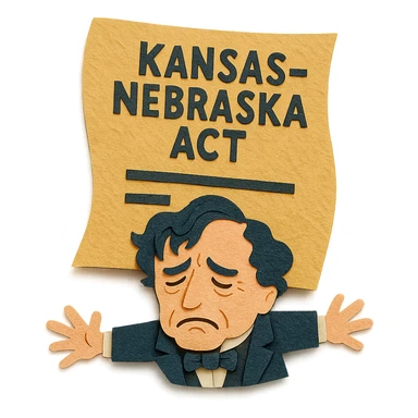 Kansas-Nebraska Act as a paper craft document squishing Franklin Pierce sticker