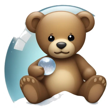 Teddy bear holding a snow globe sticker