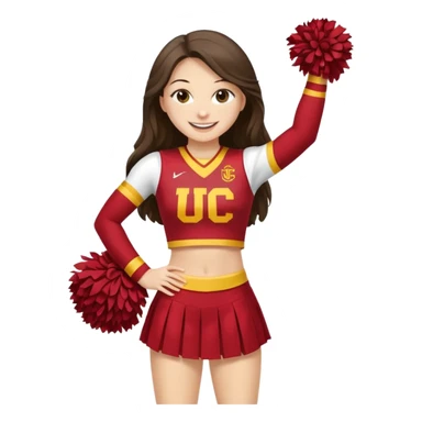 full body skinny white happy long haired brunette girl USC cheerleader sticker