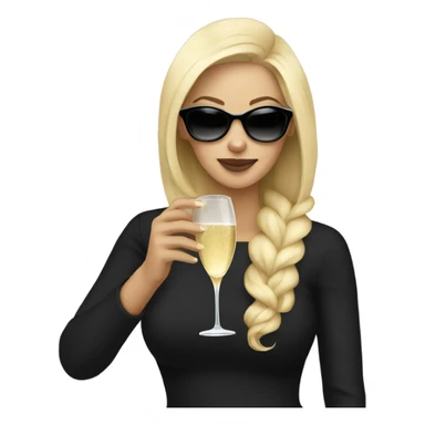 blonde drinking champagne wearing black glasses  sticker