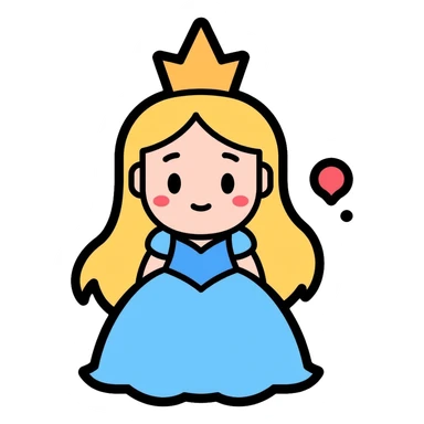 Glinda the Good Witch, blonde hair, blue dress, crown, and bubble sticker