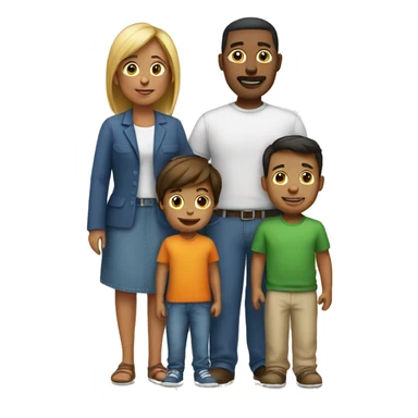 family 1 kids, mom and dad and boy sticker