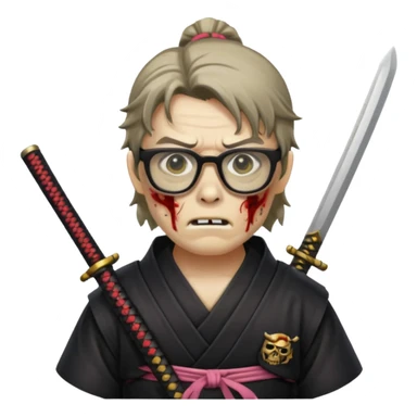 zombie samurai with glasses, highlight the glasses, more visible glasses sticker